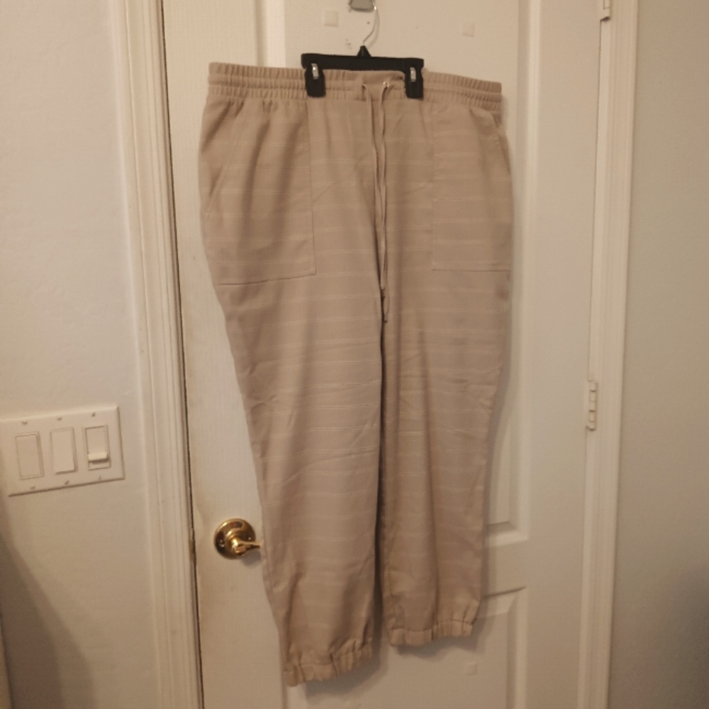 Tan pants with stripes